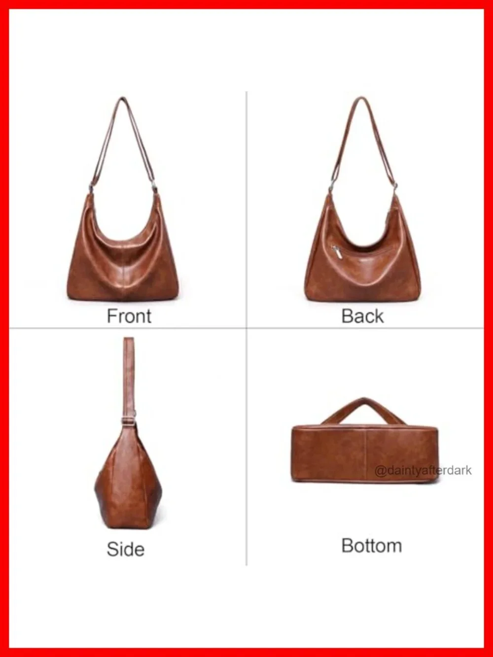 Vegan Leather Hobo Bag Women Slouchy Shoulder Tote Crossbody Adjustable Strap 5